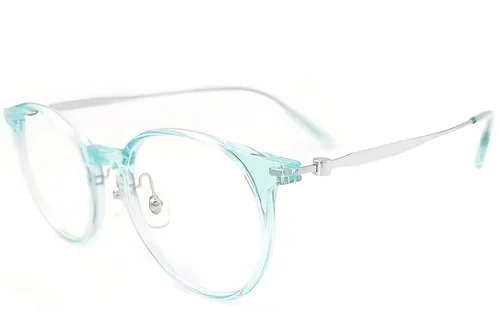 Lunettes ovales en titane bleu #BS2419-0167