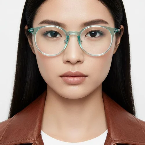 Lunettes ovales en titane bleu #BS2419-0167