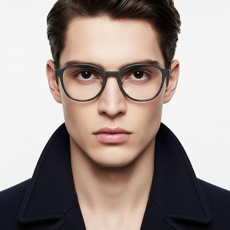 Oval Black Titanium Glasses #BS2419-0168