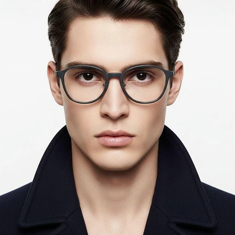 Gafas ovaladas de titanio negro #BS2419-0168