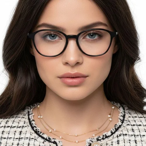 Lunettes ovales en titane noir #BS2419-0169