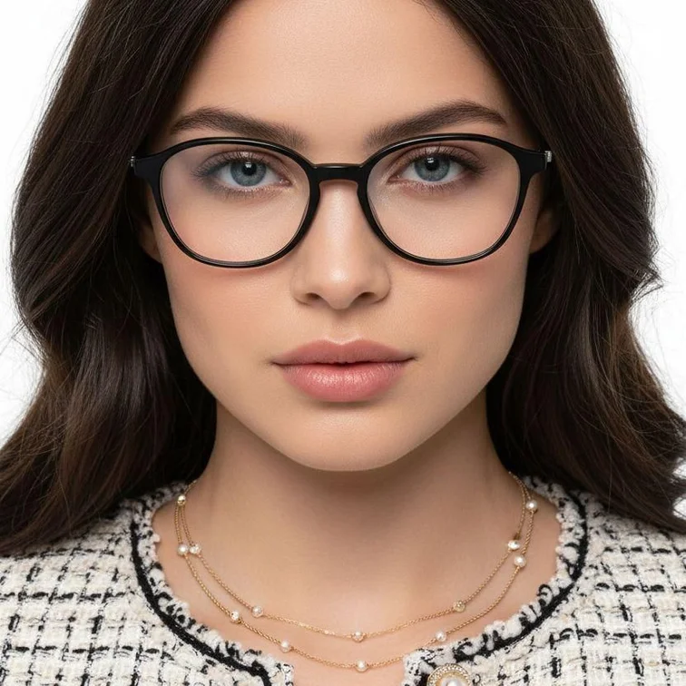 Oval Black Titanium Glasses #BS2419-0169