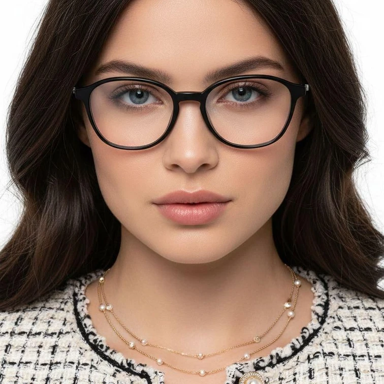 Gafas ovaladas de titanio negro #BS2419-0169