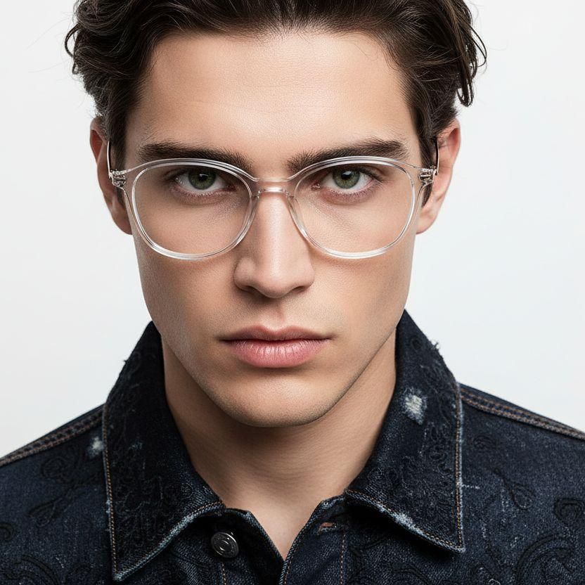 Ovale transparante titanium glazen #BS2419-0171