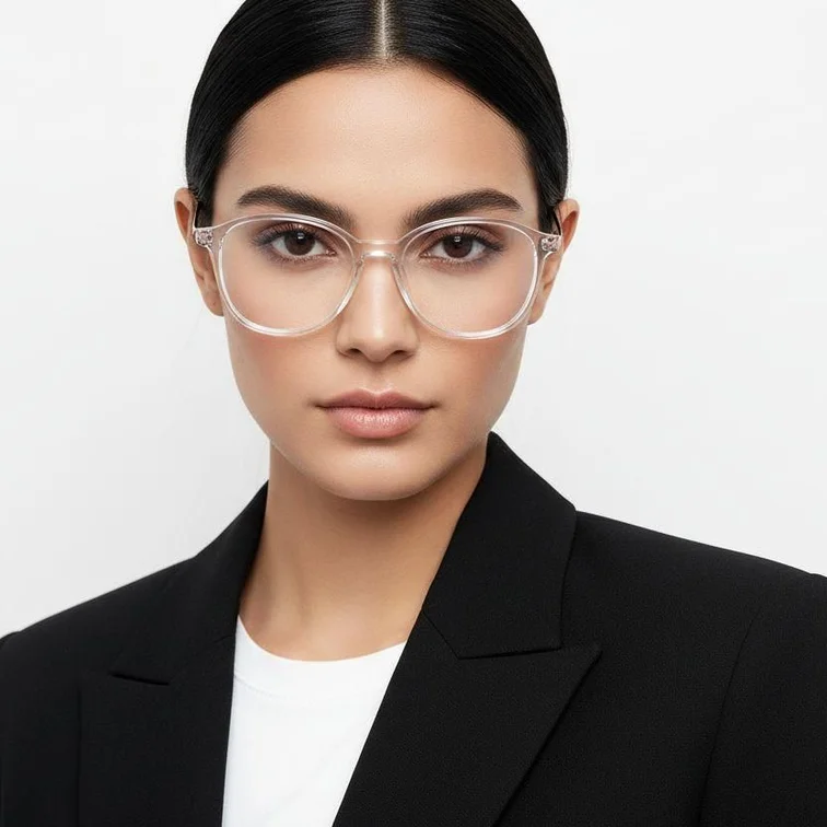 Gafas de titanio ovaladas transparentes #BS2419-0171