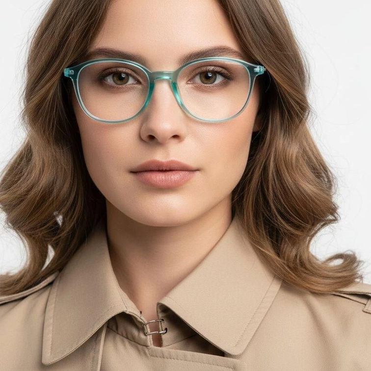 Oval Blue Titanium Glasses #BS2419-0176