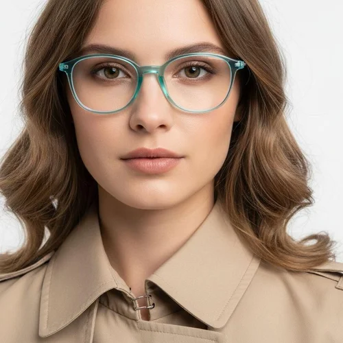 Lunettes ovales en titane bleu #BS2419-0176