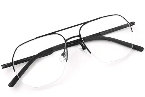 Lunettes aviateur en titane noir #BS2419-0184