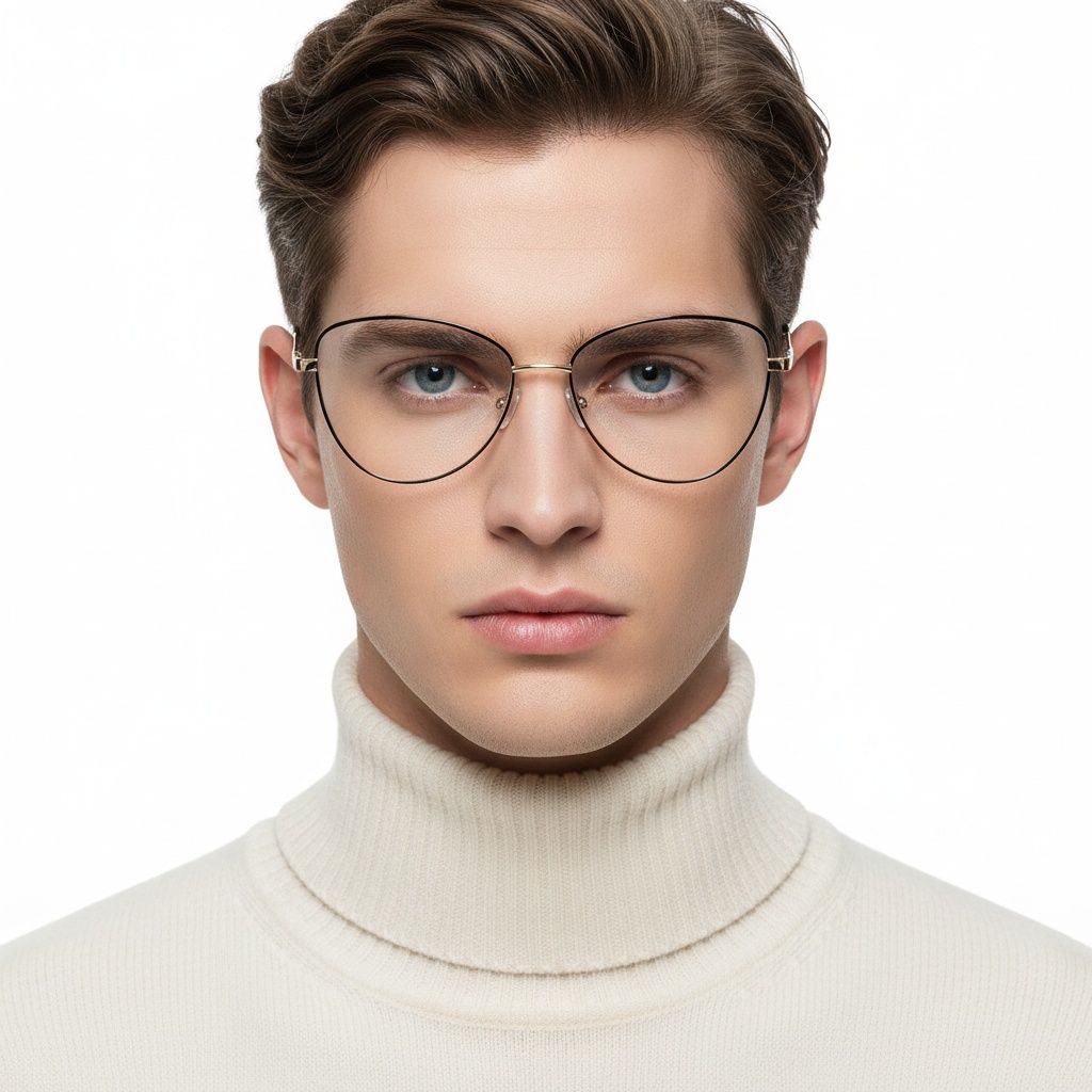 Gafas de metal negro con forma de mariposa #BS2425-0084