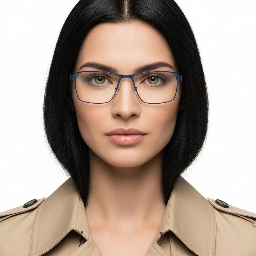 Occhiali rettangolari in metallo blu #BS2425-0110