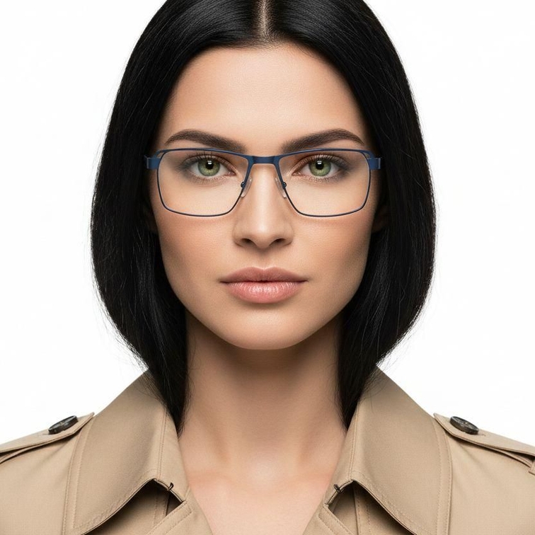 Rectangular Blue Metal Glasses #BS2425-0110