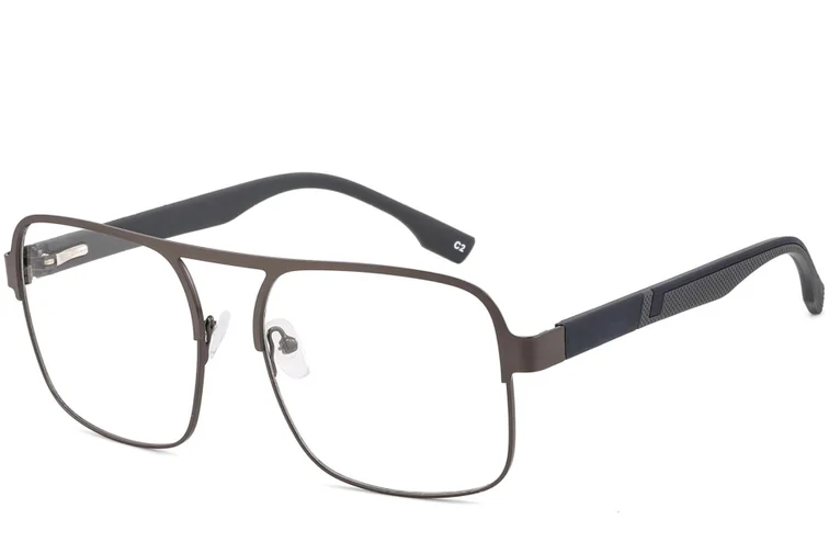 Lunettes rectangulaires en métal gris #BS2425-0133