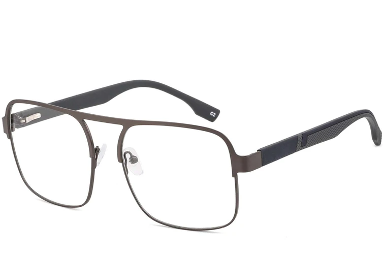 Gafas rectangulares de metal gris #BS2425-0133