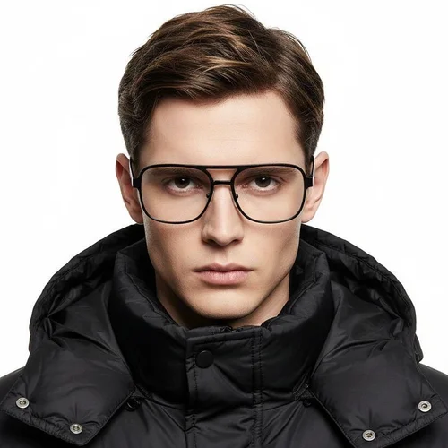 Lunettes rectangulaires en métal noir #BS2425-0134