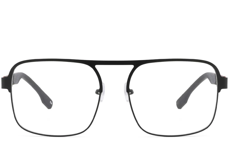 Lunettes rectangulaires en métal rouge #BS2425-0135
