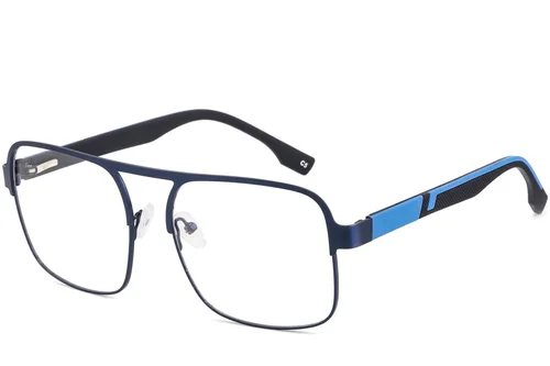 Lunettes rectangulaires en métal bleu #BS2425-0136