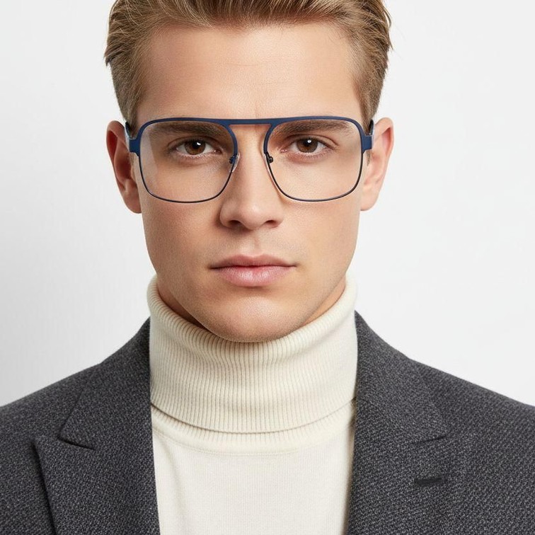 Aviator Blue Metal Glasses #BS2425-0136