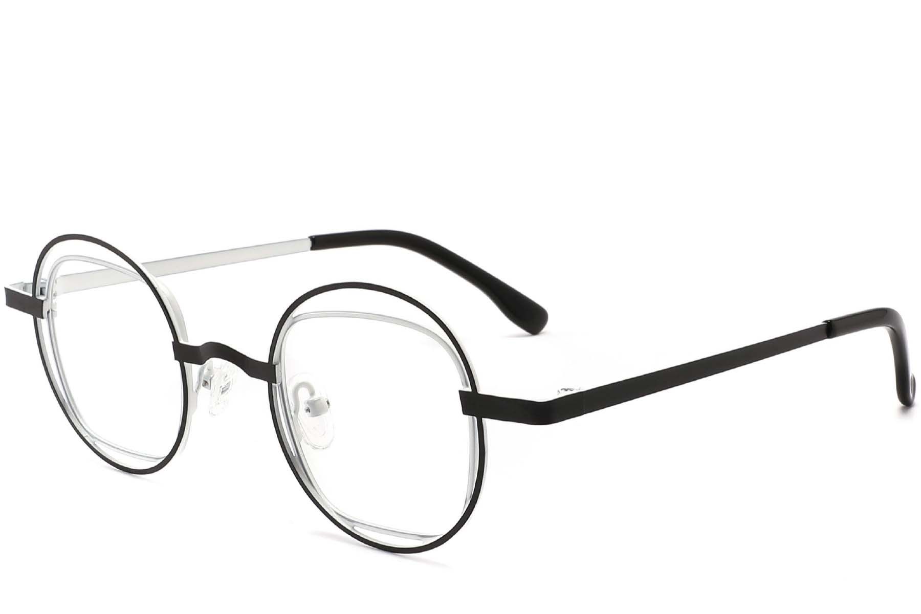 Oval Black Metal Glasses #BS2425-0143