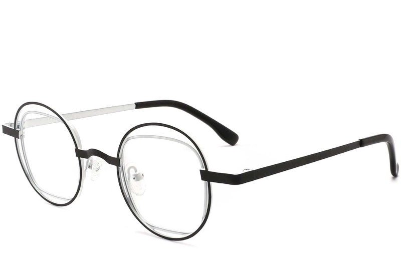 Oval Black Metal Glasses #BS2425-0143