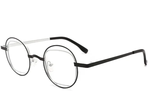 Lunettes ovales en métal noir #BS2425-0143