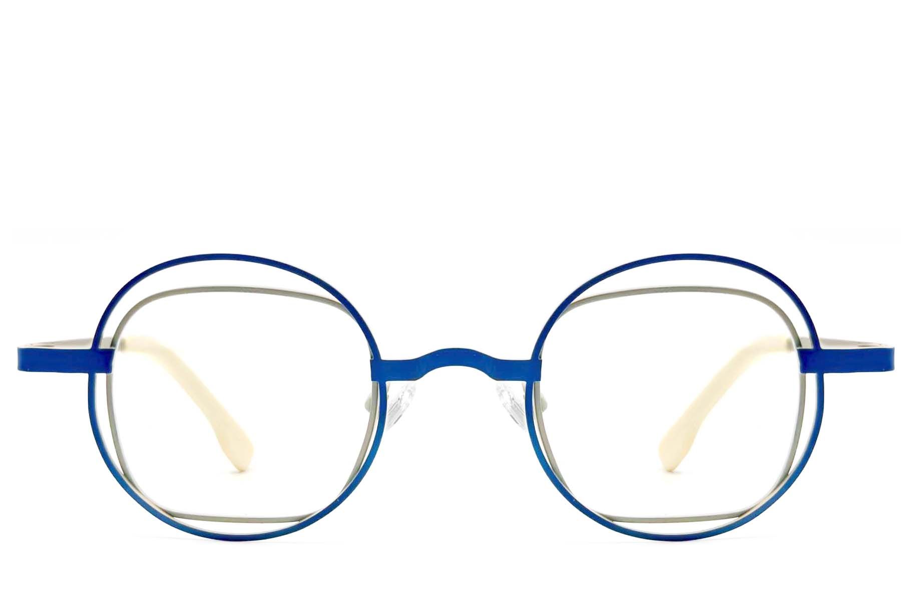 Oval Blue Metal Glasses #BS2425-0144