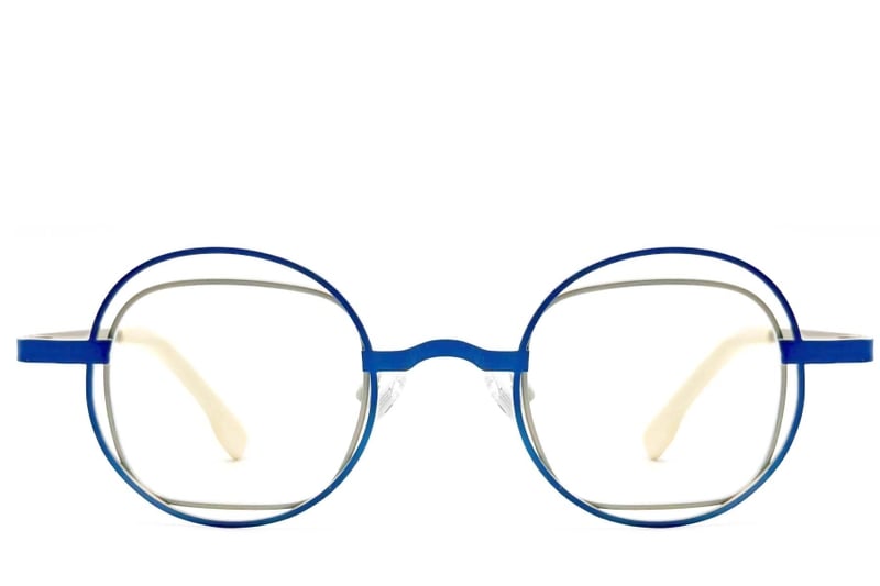 Oval Blue Metal Glasses #BS2425-0144