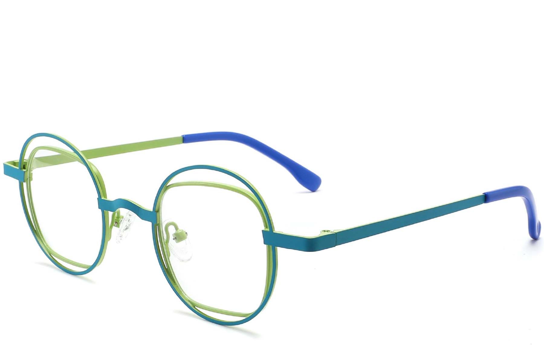 Oval Green Metal Glasses #BS2425-0146