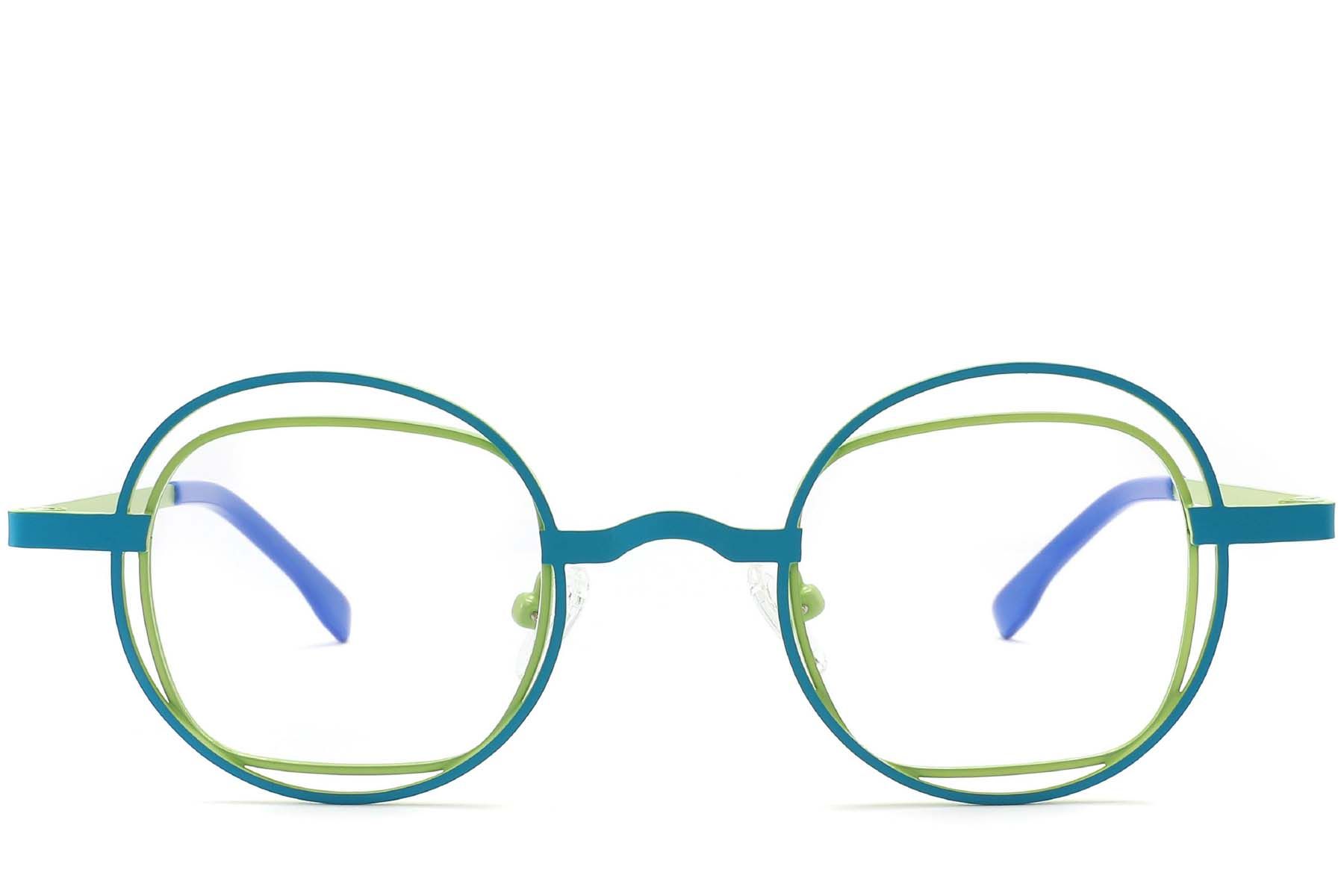 Oval Green Metal Glasses #BS2425-0146