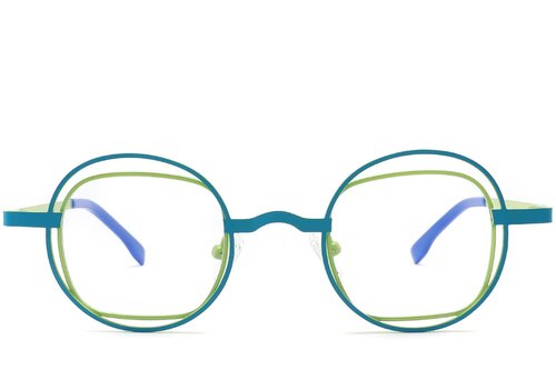 Lunettes ovales en métal vert #BS2425-0146
