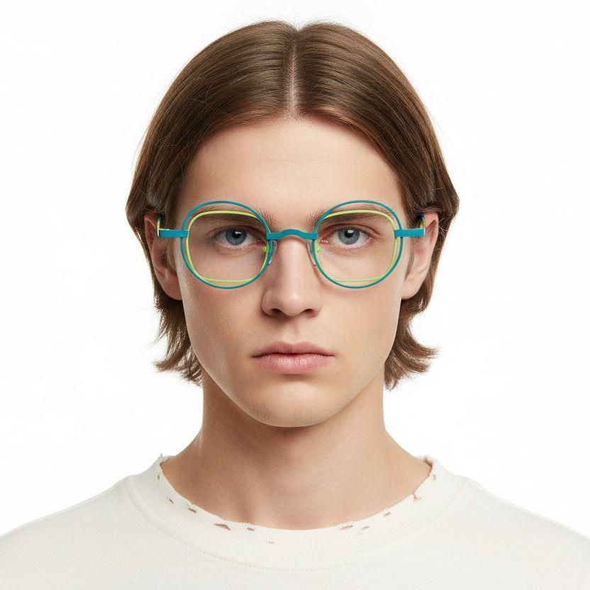 Gafas ovaladas de metal verde #BS2425-0146