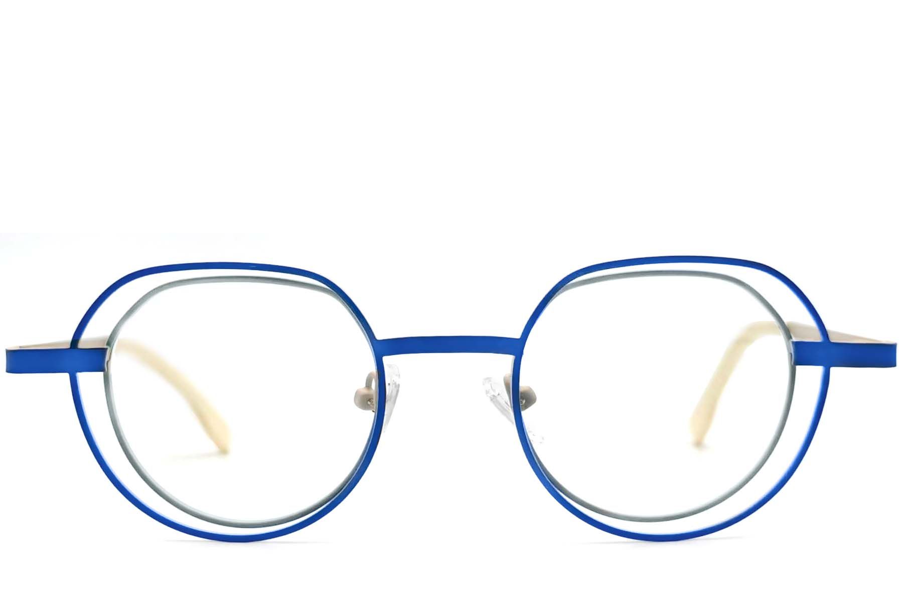 Geometric Blue Metal Glasses #BS2425-0149