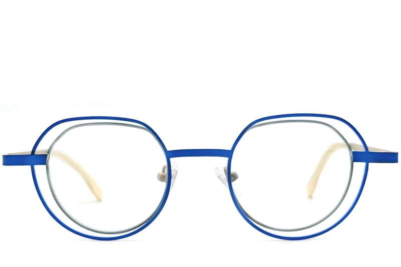 Geometric Blue Metal Glasses #BS2425-0149