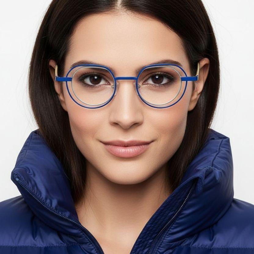 Occhiali geometrici in metallo blu #BS2425-0149