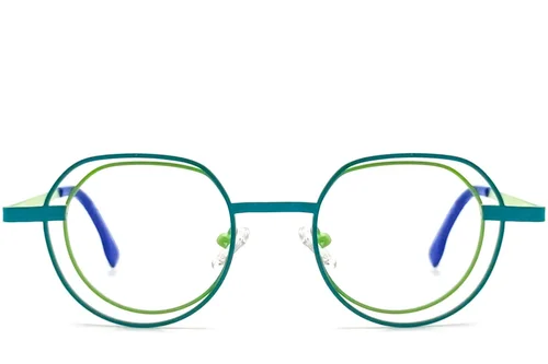 Lunettes géométriques en métal vert #BS2425-0151