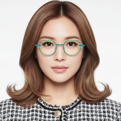 Lunettes géométriques en métal vert #BS2425-0151