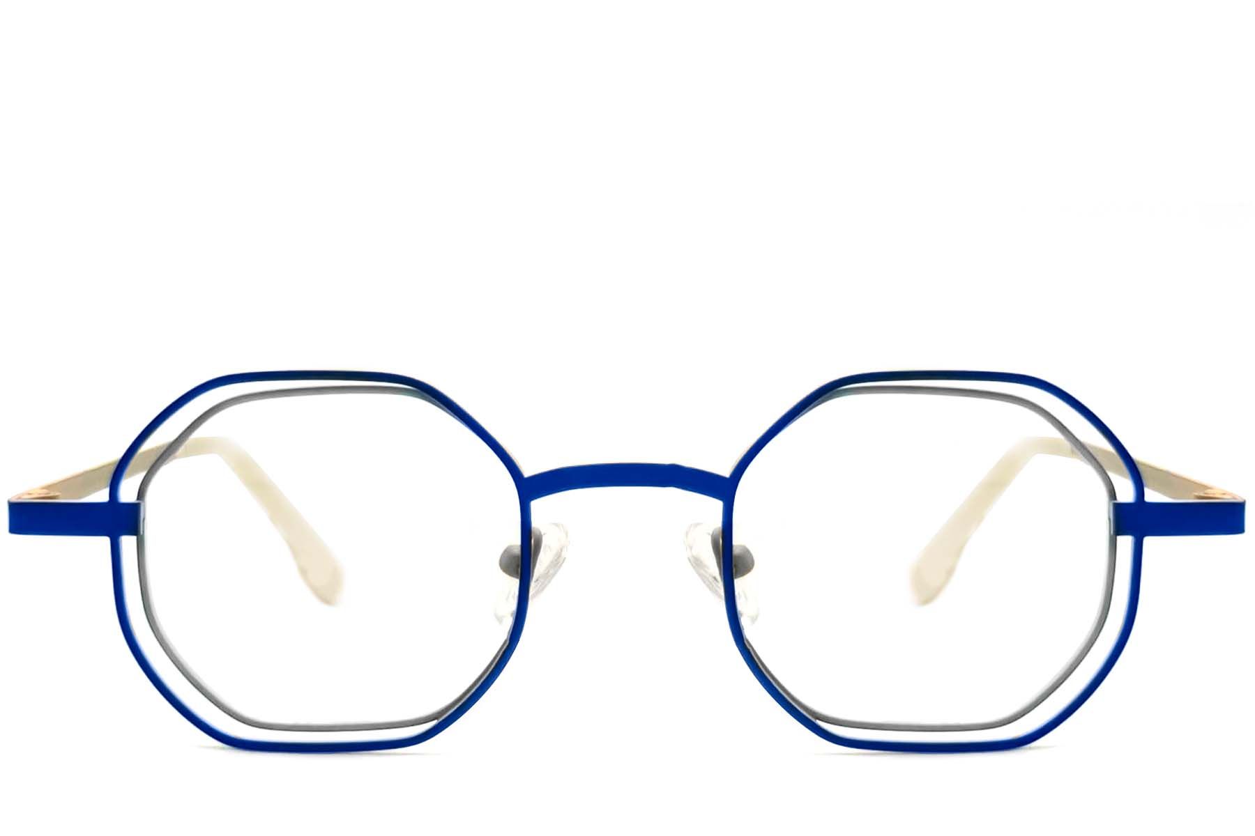 Geometric Blue Metal Glasses #BS2425-0154