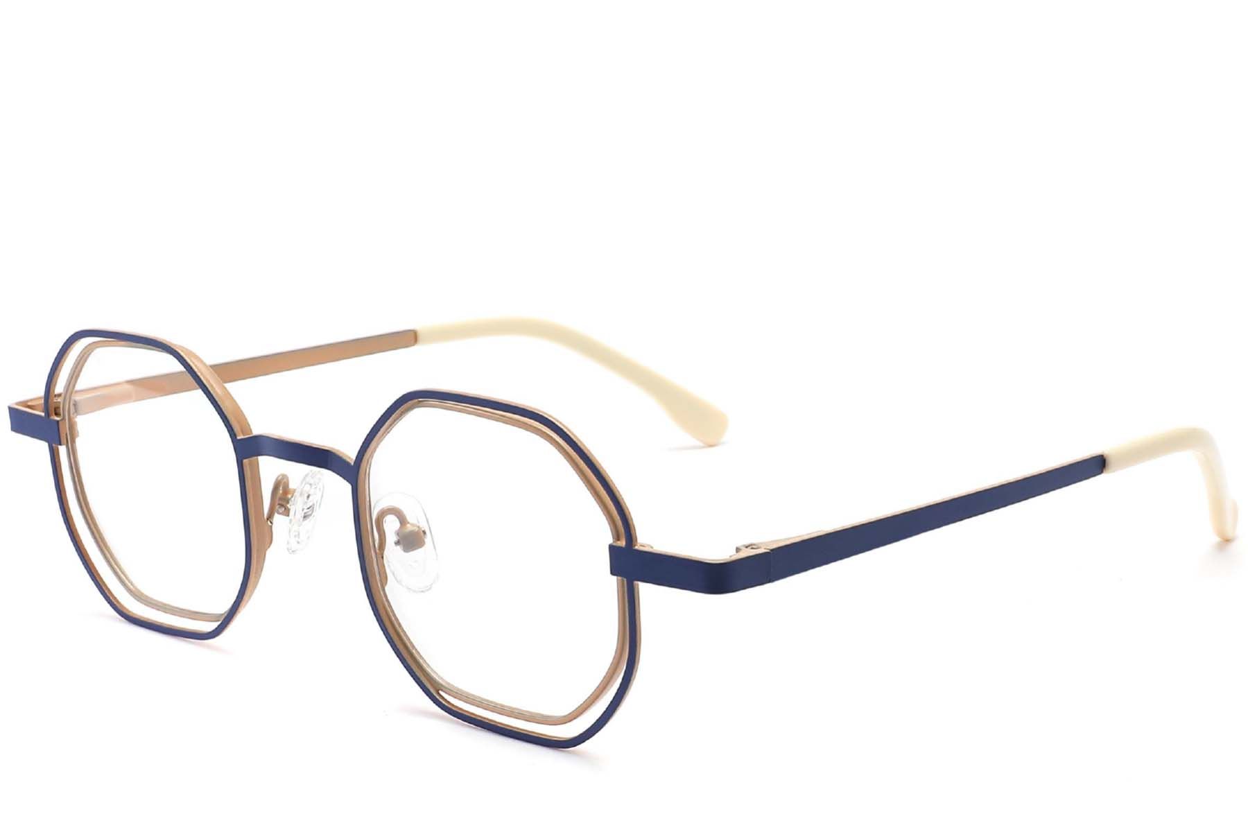 Geometric Blue Metal Glasses #BS2425-0154