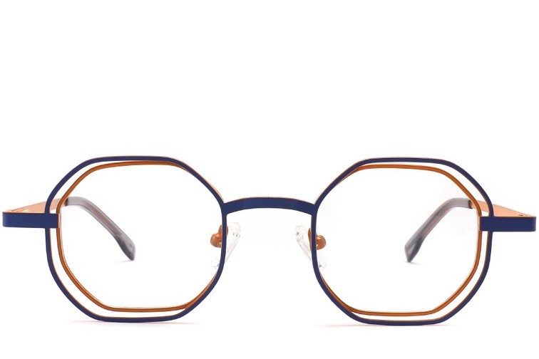 Geometrische oranje metalen bril #BS2425-0157