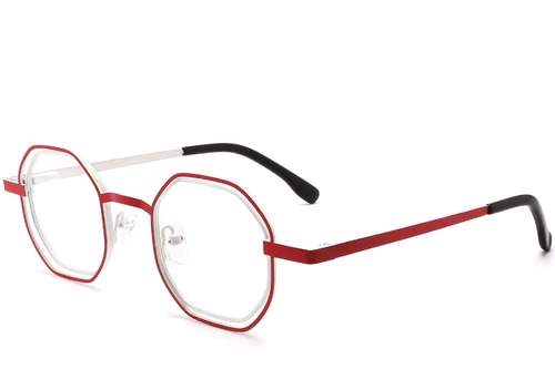 Geometric Red Metal Glasses #BS2425-0158