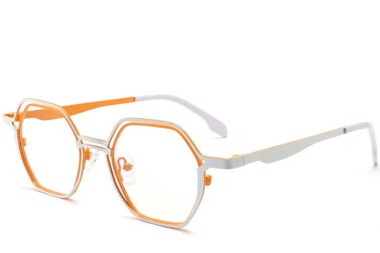 Geometrische oranje metalen bril #BS2425-0159