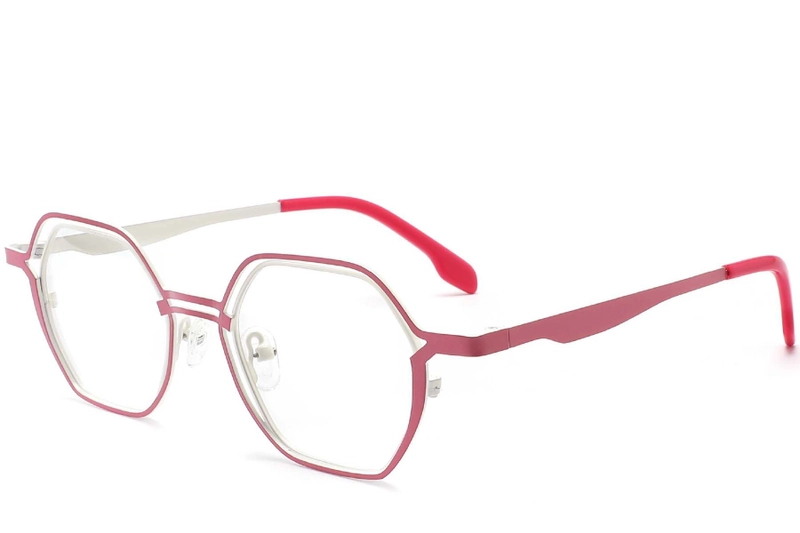 Geometric Pink Metal Glasses #BS2425-0160