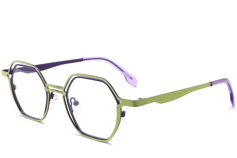 Gafas geométricas de metal verde #BS2425-0161