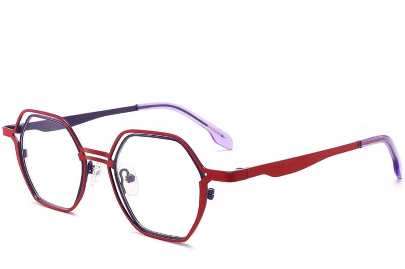 Geometric Red Metal Glasses #BS2425-0162