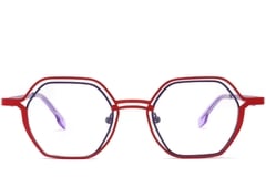 Geometric Red Metal Glasses #BS2425-0162