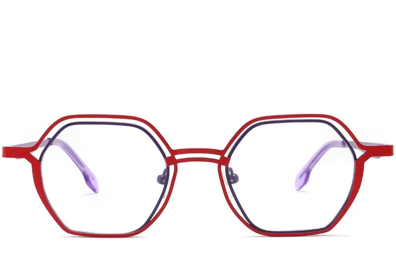 Geometric Red Metal Glasses #BS2425-0162