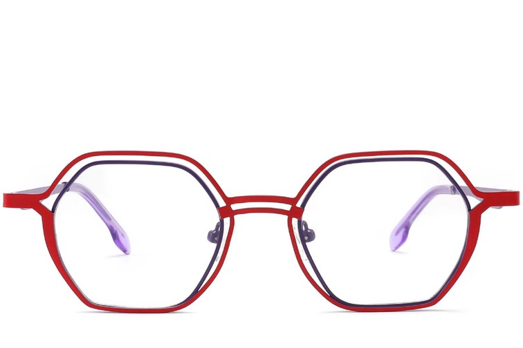 Occhiali geometrici in metallo rosso #BS2425-0162