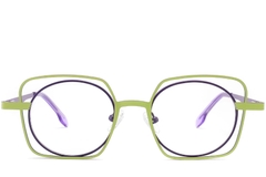 Rectangular Green Metal Glasses #BS2425-0166