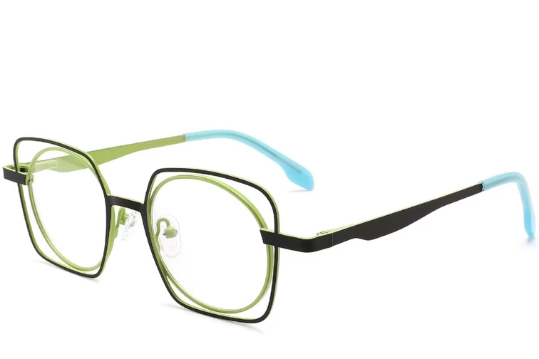 Gafas rectangulares de metal negro #BS2425-0167