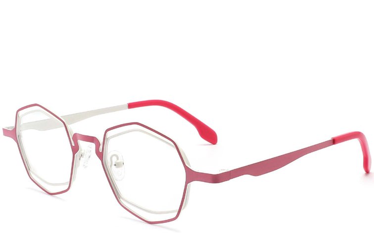 Geometrische roze metalen bril #BS2425-0170