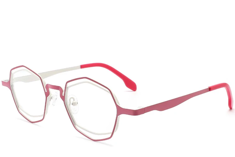 Geometric Pink Metal Glasses #BS2425-0170